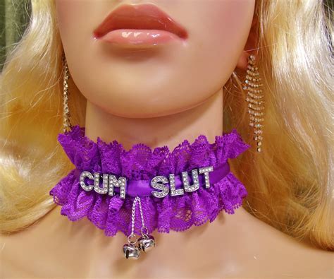 Any Words Personalized Choker Pink Lace Bells Sissy Collar Etsy