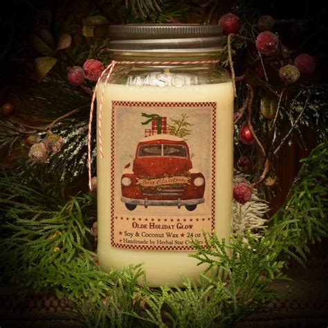 Olde Holiday Glow Mason Jar Candle 24 Oz Herbal Star Candles