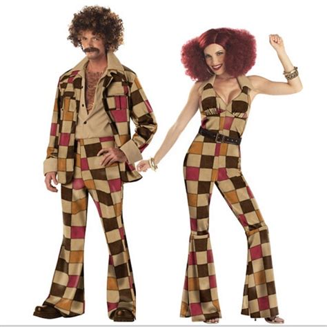 Free Shipping Men Women 60s 70s Retro Hippie Costume 1960s