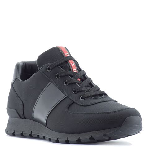 Prada Leather Low Top Sneakers In Black For Men Lyst