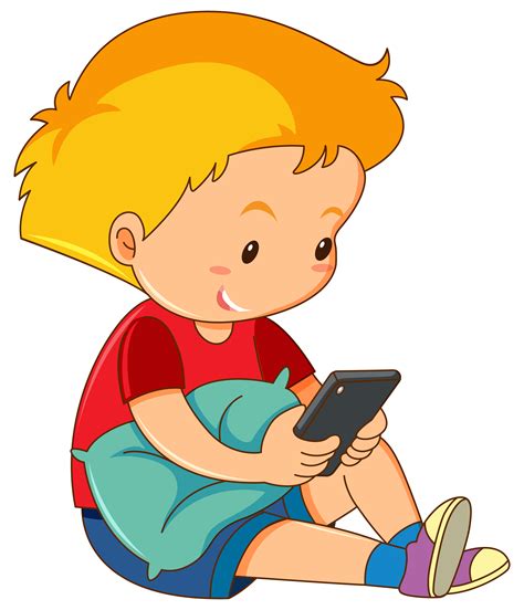 A Boy Playing Mobile Phone 433361 Vector Art At Vecteezy