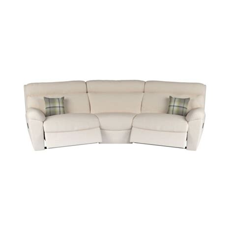 Scs Living Cream Cloud Fabric 4 Seater Curved Manual Recliner Sofa By