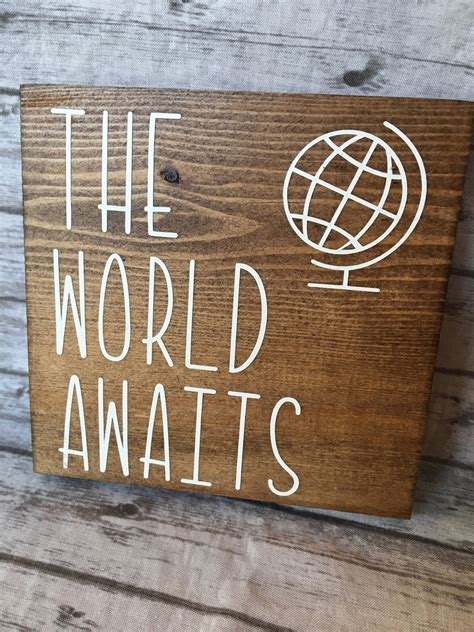 The World Awaits Wood Sign Travel Decor Home Decor Rv Etsy