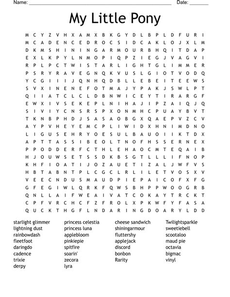 My Little Pony Word Search Wordmint