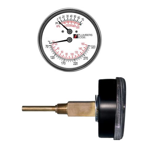 Plumbers Edge Tridicatorboiler Temperature And Pressure Gauge Pe401