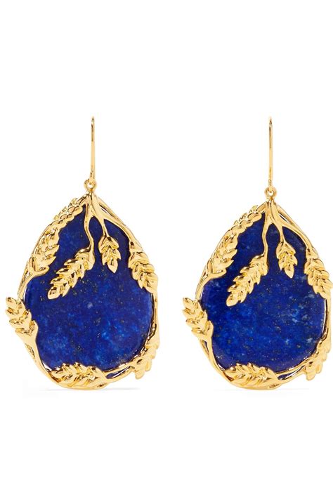 Lyst Aurelie Bidermann Françoise Gold Plated Lapis Lazuli Earrings In