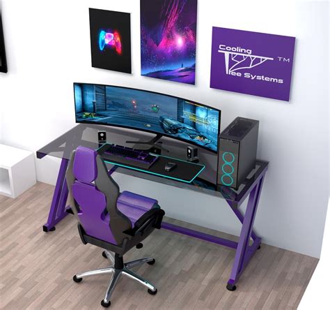Escritorio Gamer Purple Z Vidrio Templado Computadora Pc Mercado Libre