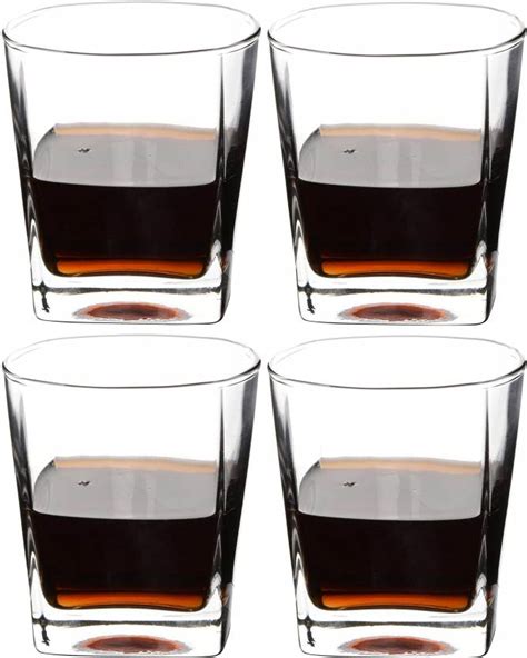 Bmg Import Export Pack Of 4 Crystal Clear Party Square Whiskey Glasses Glass Set Price In