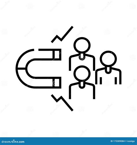 Attract Clients Line Icon Concept Sign Outline Vector Illustration