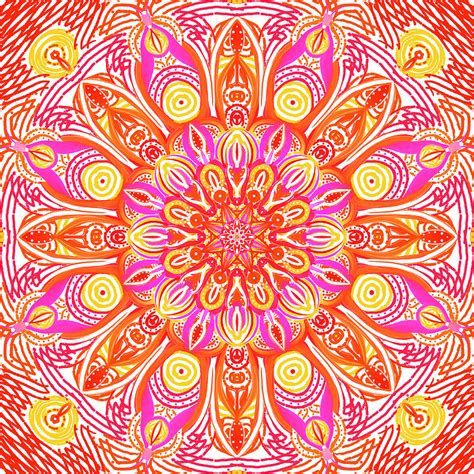 Tie Dye Mandala Yellow Orange Red Pink Digital Art By Sharalee Art