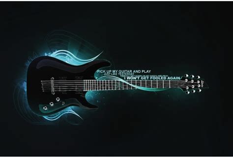 Frete Grátis Guitarra Azul Estilo Cool Papel De Parede De Seda