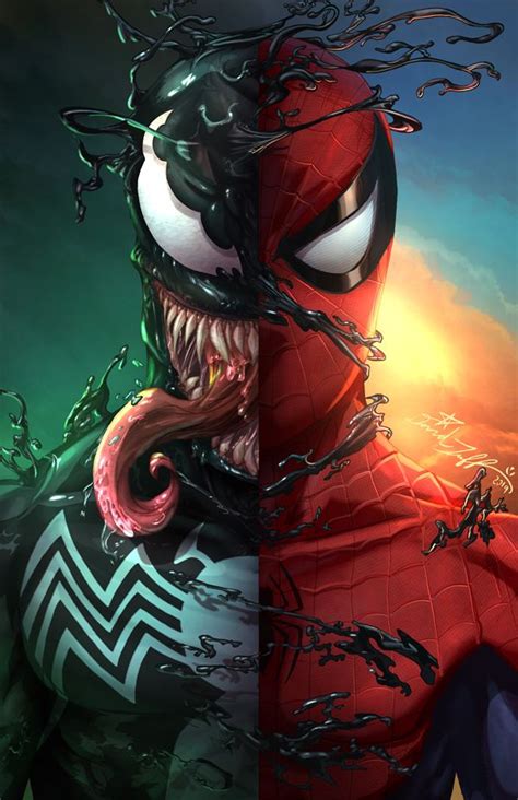 Spiderman Venom Art Print Illustrazioni Marvel Fumetti Di Batman