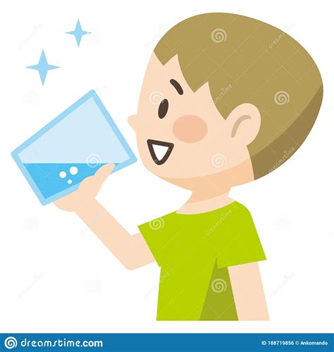 Illustration Of A Boy Drinking A Glass Of Water Stock Vector