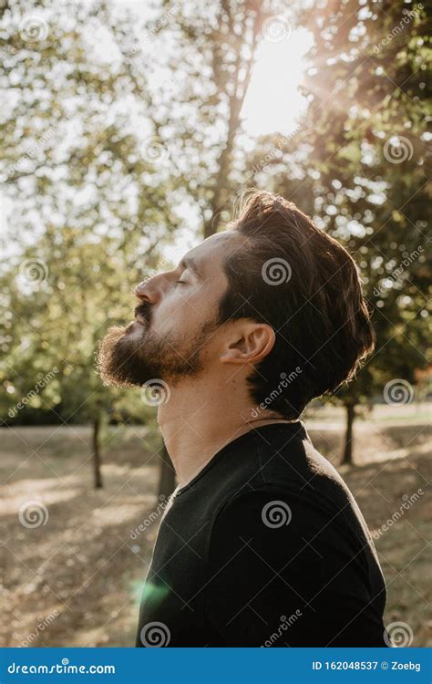 Man Enjoying The Fresh Air Outdoor Stock Image Image Of Enjoying