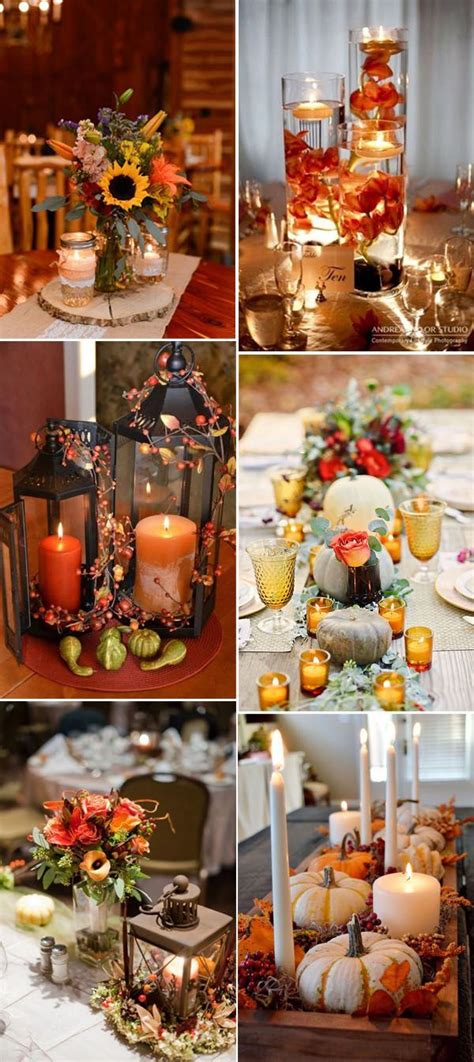 Fall Wedding And Thanksgiving Centerpieces Ideas With Candles Help Set