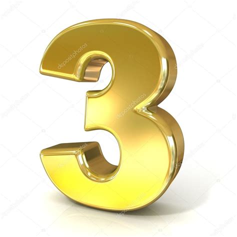 Numerical Digits Collection 3 Three 3d Golden Sign Isolated On