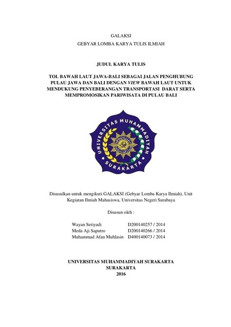 Contoh Proposal Study Tour Mahasiswa Lakaran