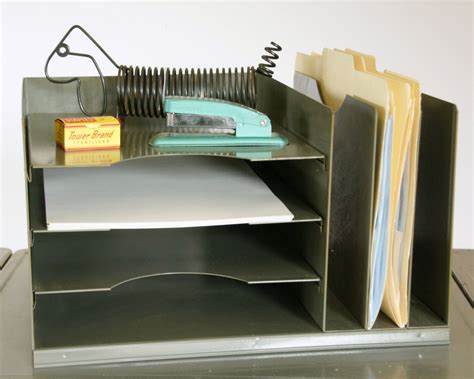 Metal Desk Organizer Vintage File Sorter Industrial Gray Etsy Metal