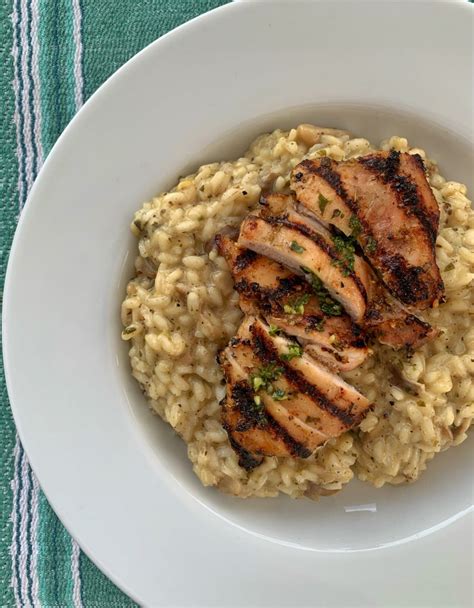 Truffel risotto met gegrilde kip