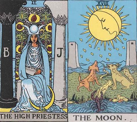 Tarot Cards 2 High Priestess And 18 The Moon Once Upon A Blue Moon