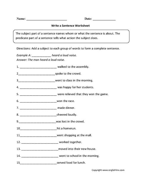 Sentences For 3rd Graders