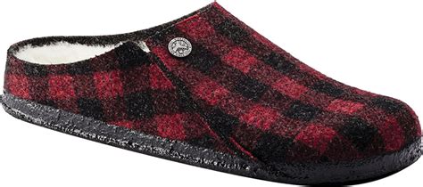women s birkenstock zermatt shearling clog slipper plaid red natural wool 38 n