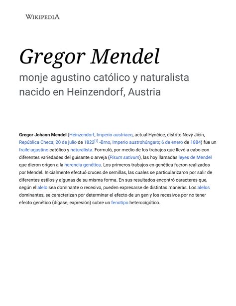Gregor Mendel Wikipedia La Enciclopedia Libre Gregor Mendel Monje