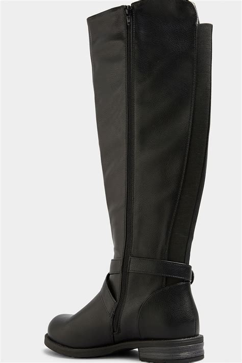 black faux leather knee high boots in wide e fit and extra wide ee fit yours clothing
