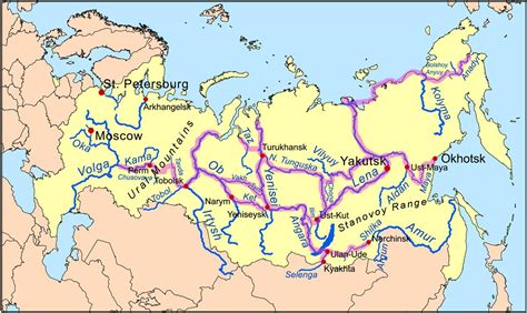 Mapa De Ríos De Rusia Mapa De Rusia Con Los Ríos Este De Europa