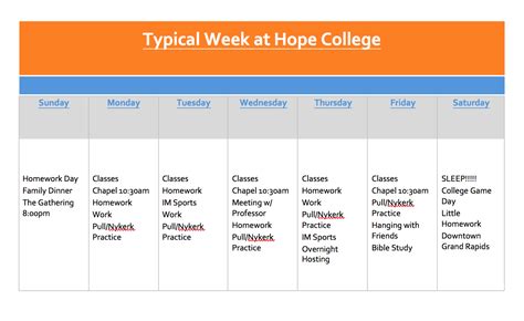 Typical Week At Hope College Life In Orange And Blue