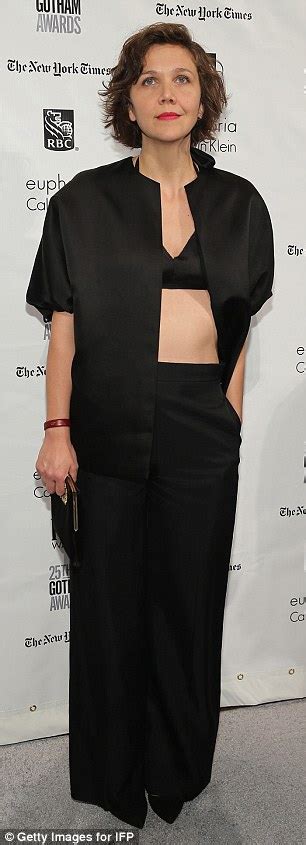 Maggie Gyllenhaal Wears Just A Bra Under Her Coat At Gotham Independent Film Awards Daily Mail