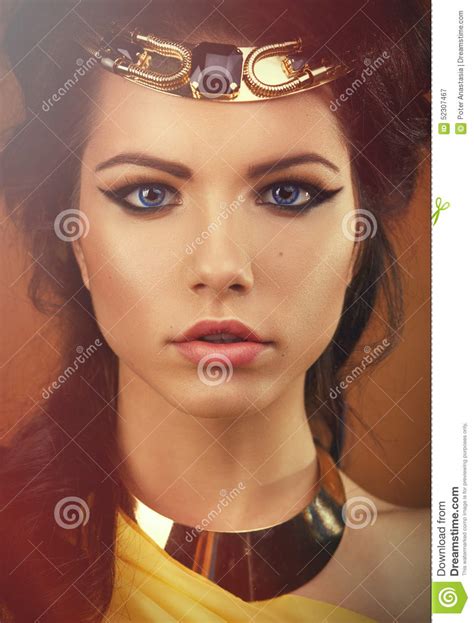 Girl In The Image Of Egyptian Pharaoh Cleopatra Stock Image Image Of