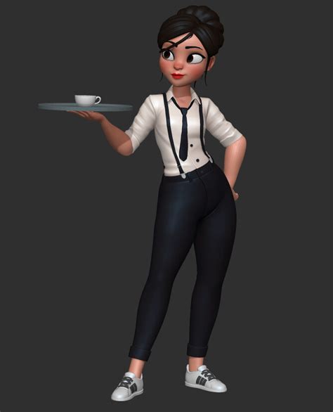 artstation waitress françois boquet 3d model character character poses female character