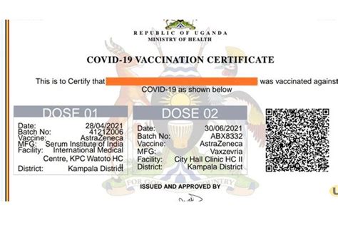 Digital Certificate For Covid 19 Vaccination In Uganda Uganda Virus