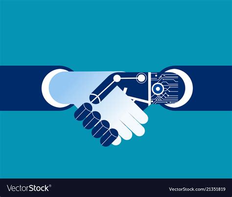Business Human And Robot Hands Shake Concept Vector Image