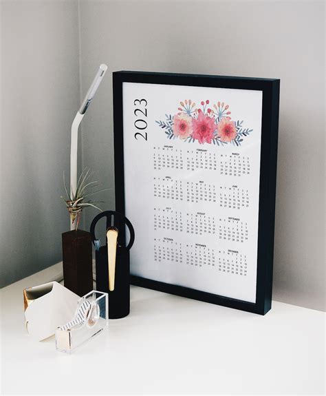 Printable Calendar 2021 2023 Watercolor Flower Yearly Calendar Etsy Uk