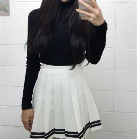 Skirt Kozy Black Black And White High Waisted White Tennis Skirt