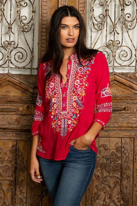 Johnny Was Pink Peacock Bethanie Tunic Embroidered Style C28318