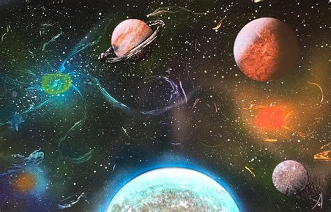 Spray Paint Art Space Solar System Planets And Galaxys Spray Paint
