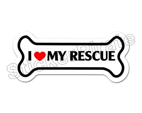 I Love My Rescue Dog Bone Bumper Sticker Decal Db 265 Ebay