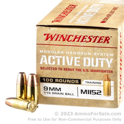 500 Rounds Of Discount 115gr Fmj M1152 9mm Ammo For Sale By Winchester