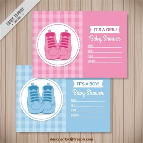 Premium Vector Cute Baby Shower Cards With Little Shoes