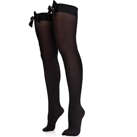Skeleteen Bow Accent Thigh Highs Black Over The Knee High Stockings