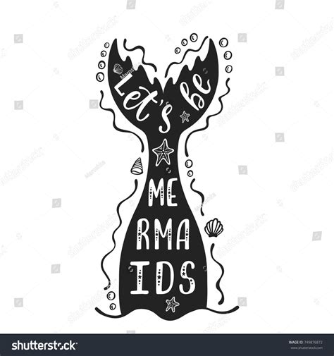 Lets Be Mermaids Hand Drawn Inspiration Stock Vector Royalty Free