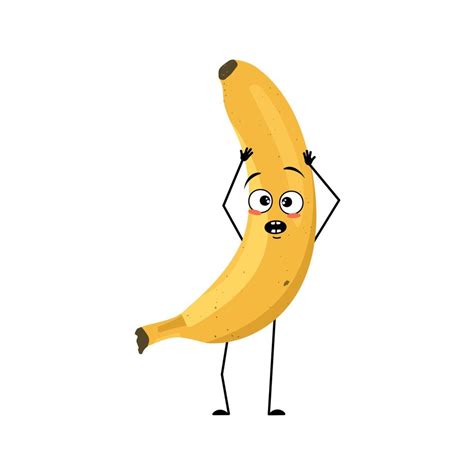 Banana Character With Emotions In Panic Grabs His Head Surprised Face