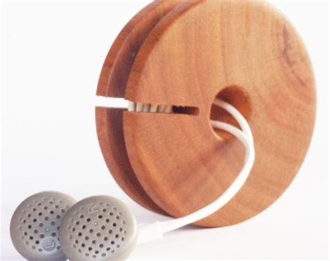 Wooden Earphone Holder Earbud Cord Organizer Headphone Case Etsy