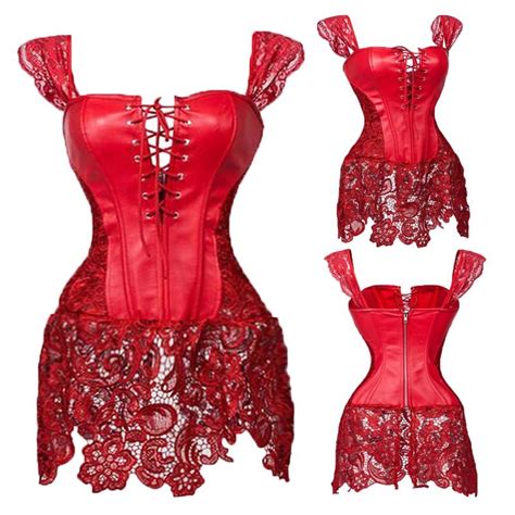 Womens Sexy Corsets Faux Leather Steampunk Gothic Clothing Long Fashio Fantasygirlsplus