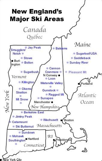 Map Of Major New England Ski Resorts