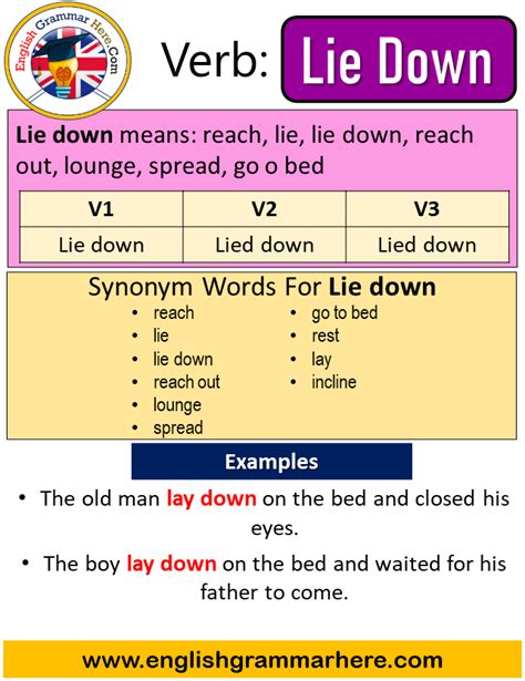 Lie Down Past Simple Simple Past Tense Of Lie Down Past Participle