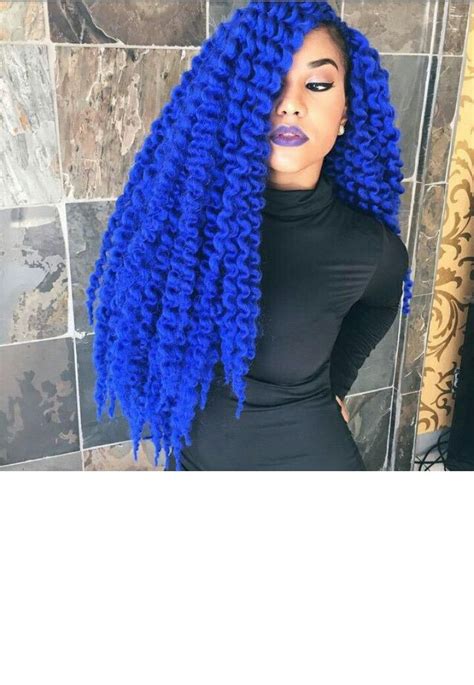 Popofcolor Blue Bright Blue Hair Long Hair Styles Crochet